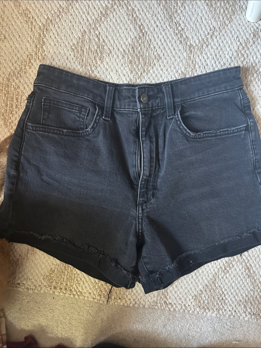 Joe's Jeans Black Frayed Hem Denim Shorts